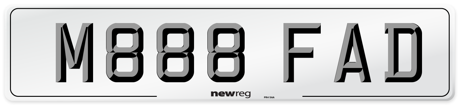 M888 FAD Number Plate from New Reg